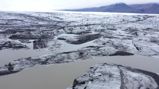 Aerial View Rapid Melting Glaciers Icebergs Greenland Drone Due Climate — Stock Video