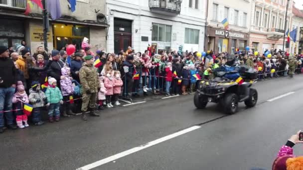 Cluj Napoca Roménia Dezembro 2023 Unidades Policiais Veículos Que Manifestam — Vídeo de Stock