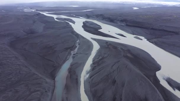Вид Повітря Гілки Льодовикової Річки Зверху Ісландське Льодовикове Річкове Ліжко — стокове відео