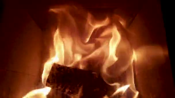 Zpomalený Pohyb Plamene Hořící Dřevo Kamnech — Stock video