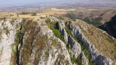 Kireçtaşından derin bir vadi olan kanyonun havadan görünüşü. Cheile Turzii, Romanya
