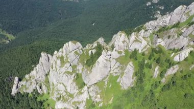 Dağlık arazi kayalık dağlar ve yeşil yamaçlar Karpatların hava manzarası