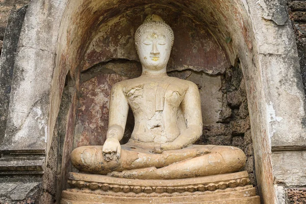 Καθισμένος Βούδας Στο Wat Chang Lom Satchanalai Ταϊλάνδη — Φωτογραφία Αρχείου