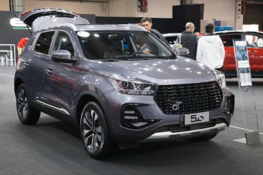 Barselona, İspanya - 14 Mayıs 2023: DR 5.0 İspanya 'nın Barcelona şehrindeki Automobile Barcelona 2023' te sergilenmektedir..