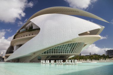 Valencia, İspanya - 14 Ağustos 2023 Valencia, İspanya 'da Palau de les Arts.