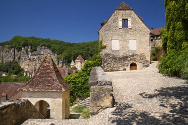 La Roque-Gageac, Dordogne, Nouvelle-Aquitaine, Fransa 'da Sessiz Köşe.