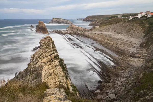 stock image Arnia Flysch in the Costa Quebrada, Cantabria, Spain.