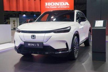 Barselona, İspanya - 19 Mayıs 2025: Honda e: 1 numara Barcelona, İspanya 'da 2025 numaralı otomobil fuarında sergilenmektedir..