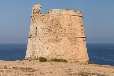Formentera 'daki Cap de Barbaria Tower, Balearic Adaları, İspanya.