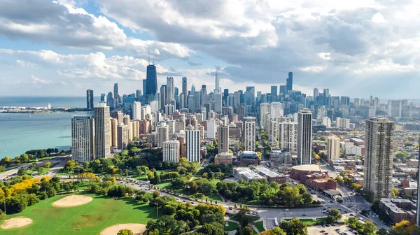Chicago Skyline Vista Aérea Drone Cima Cidade Chicago Skyscrapers Cityscape — Fotografia de Stock