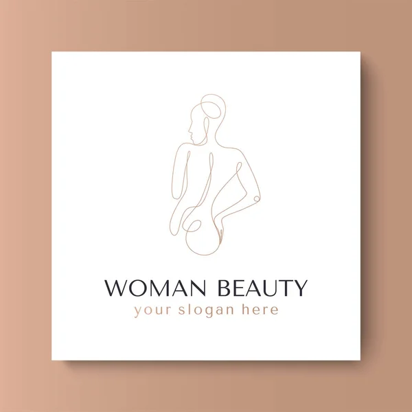 Mujer Vector Ilustración Lineal Elegante Logotipo Belleza Femenina Logo Minimalista — Archivo Imágenes Vectoriales