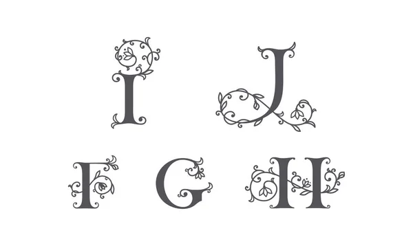 Збірка Ботанічних Початкових Букв Жіночих Логотипів Елементами Рожевих Органічних Рослин — стоковий вектор