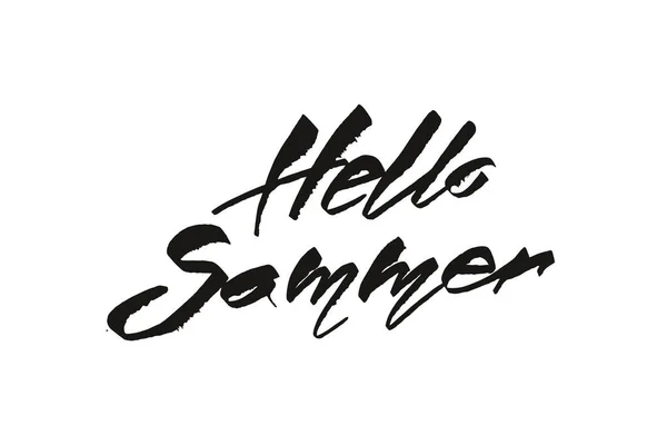 Hallo Sommer Handgeschriebene Schrifttypografie Sommer Hintergrund Vector Illustration Für Beach — Stockvektor