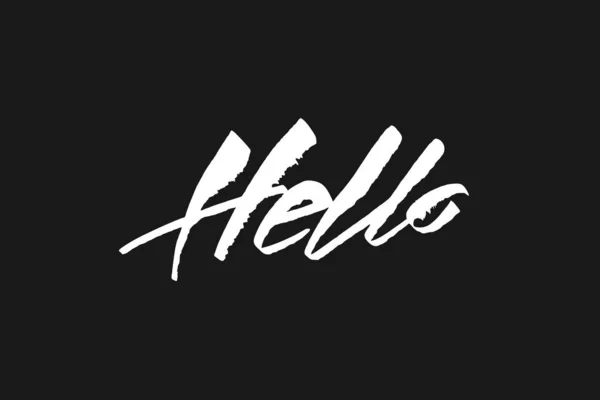 Hello Brush Lettering Logos Emblems Invitation Greeting Card Shirt Prints — Stock Vector