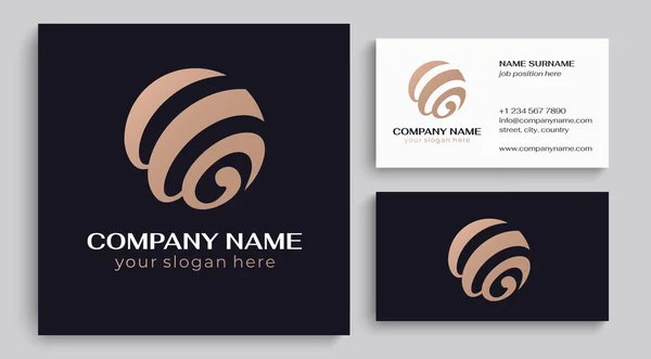 Logo Rotondo Spirale Sfera Creativa Lettere Template Creare Design Lusso — Vettoriale Stock