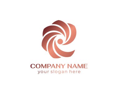 Yuvarlak spiral logo. Dönen zarif kumaş dalgaları. Benzersiz bir lüks tasarım, logo, moda, stüdyo, butik, spa merkezi yaratma şablonu. Vektör illüstrasyonu