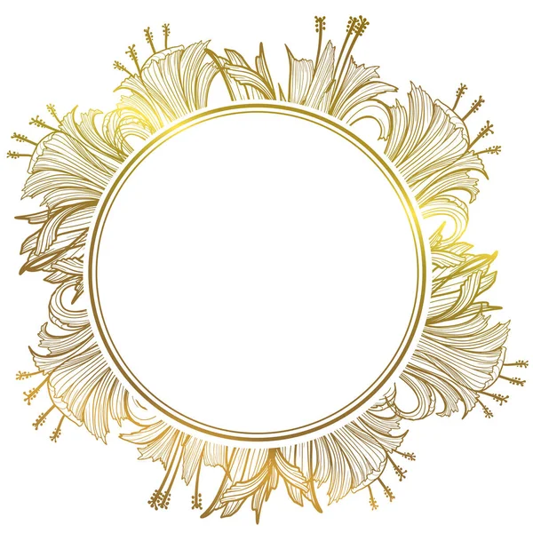 Goldener Rahmen Mit Floralen Ornamenten Platz Zum Einfügen Von Text — Stockvektor