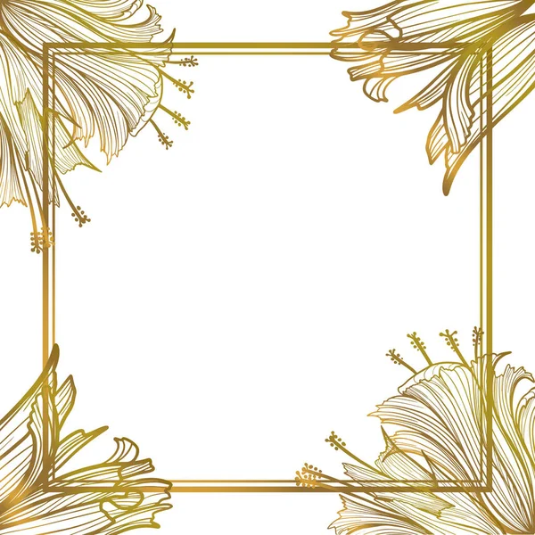 Goldener Rahmen Mit Floralen Ornamenten Platz Zum Einfügen Von Text — Stockvektor