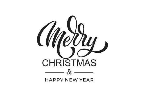 Merry Christmas Happy New Year Hand Lettering Calligraphy Vector Holiday — Stock Vector
