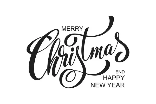 Merry Christmas Happy New Year Hand Lettering Calligraphy Vector Holiday — Stock Vector