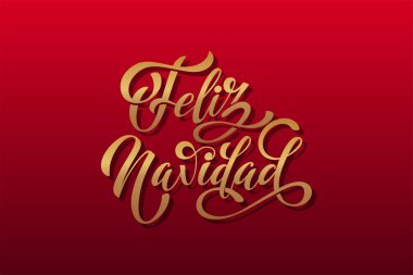 Feliz Navidad ispanyolca Mutlu Noeller modern kaligrafi. Vektör arkaplanı