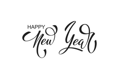 Kaligrafi yazarken mutlu yıllar. Vektör tatil illüstrasyon elemanı. Pankart için tipografik öğe, poster, tebrikler.