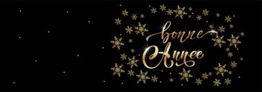 Joyeux Noel ve Bonee Anne. Fransızca selamlarla dolu mutlu noel kartı şablonları. El çizimi harfler. Mutlu Noeller kartı tasarımı için tipografik metin içeren premium vektör çizimi