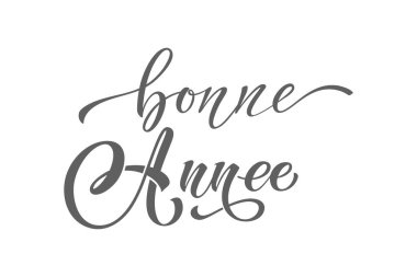 Joyeux Noel ve Bonee Anne. Fransızca selamlarla dolu mutlu noel kartı şablonları. El çizimi harfler. Mutlu Noeller kartı tasarımı için tipografik metin içeren premium vektör çizimi