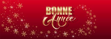Joyeux Noel ve Bonee Anne. Fransızca selamlarla dolu mutlu noel kartı şablonları. El çizimi harfler. Mutlu Noeller kartı tasarımı için tipografik metin içeren premium vektör çizimi