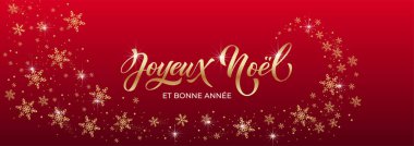 Joyeux Noel ve Bonee Anne. Fransızca selamlarla dolu mutlu noel kartı şablonları. El çizimi harfler. Mutlu Noeller kartı tasarımı için tipografik metin içeren premium vektör çizimi