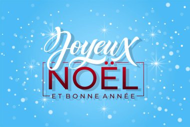 Joyeux Noel ve Bonee Anne. Fransızca selamlarla dolu mutlu noel kartı şablonları. El çizimi harfler. Mutlu Noeller kartı tasarımı için tipografik metin içeren premium vektör çizimi