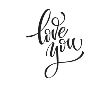 Harfleri severim. Elle çizilmiş aşk kelimesi. Modern el yazısı aşk metni. Düğün davetiyeleri ve tebrik kartları için tasarım. Vektör illüstrasyonu.