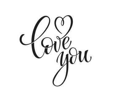 Harfleri severim. Elle çizilmiş aşk kelimesi. Modern el yazısı aşk metni. Düğün davetiyeleri ve tebrik kartları için tasarım. Vektör illüstrasyonu.