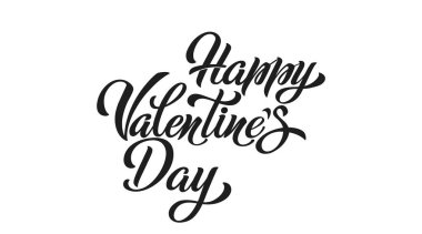 Sevgililer Gününüz kutlu olsun. Vektör el yazısı illüstrasyonu. Vektör çizimi. Romantik alıntı kartı. Kart veya davet için metin, pankart şablonu.