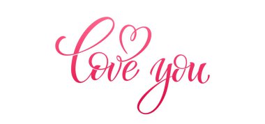 Harfleri severim. Elle çizilmiş aşk kelimesi. Modern el yazısı aşk metni. Düğün davetiyeleri ve tebrik kartları için tasarım. Vektör illüstrasyonu.