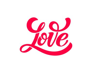 Harfleri severim. Elle çizilmiş aşk kelimesi. Modern el yazısı aşk metni. Düğün davetiyeleri ve tebrik kartları için tasarım. Vektör illüstrasyonu.