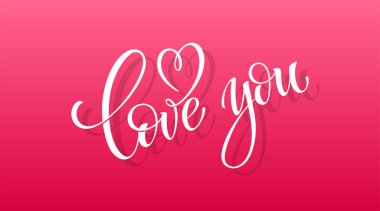 Harfleri severim. Elle çizilmiş aşk kelimesi. Modern el yazısı aşk metni. Düğün davetiyeleri ve tebrik kartları için tasarım. Vektör illüstrasyonu.