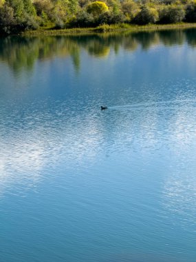 Yeşil vadiler ve görkemli dağlarla çevrili sessiz bir dağ gölü Issyk-Kul. Kırgızistan 'da turizm ve huzurlu dinlenme için mükemmel bir yer.