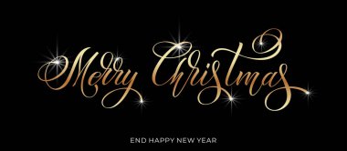 Merry Christmas and Happy New Year hand lettering calligraphy. Vector holiday illustration element. clipart