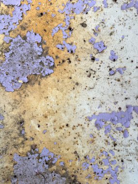 Paslı duvardaki menekşe rengini soymak ve lekeler.