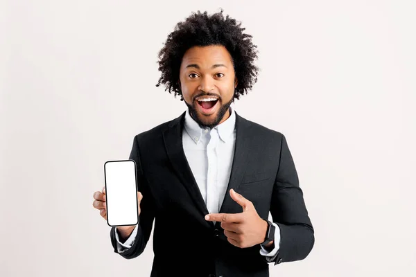 Incredible Promotion Surprised Excited African American 30S Businessman Wearing Formal — Photo