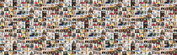 Collage of individual portraits presents a vibrant array of personalities, with each person showing off their unique style and character against a neutral backdrop, the concept of diversity of society