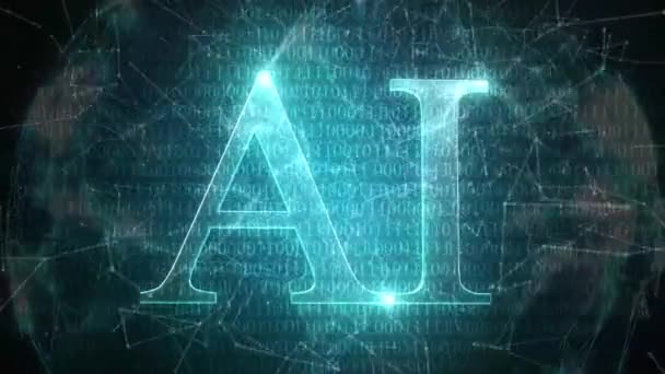 Ai技術の概念技術科学の背景デジタルラインはAiシンボルに接続 — ストック動画