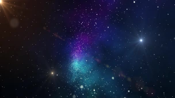 Space Flight Flying Stjärnor Och Blå Nebulosa Utrymmet Utforska Galaxer Royaltyfri Stockfilm