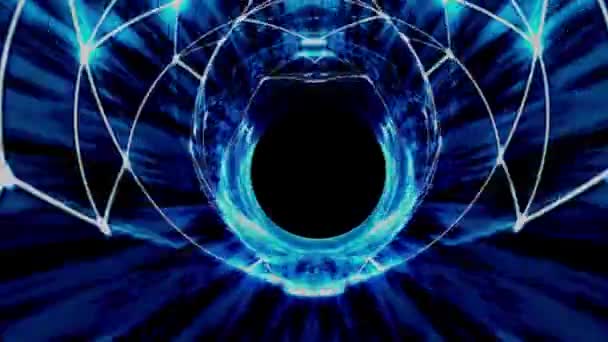 通过光学隧道的飞行 抽象运动图形 翘曲隧道效果可视化 高速穿越时空旅行 高速太空隧道巡航 光能脉动闪烁 — 图库视频影像