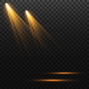 Vektör ışıkları. çeşitli ışık formları. Sahne ışıkları. Işık efektleri. Parlak ışık efekti. Vektör illüstrasyonu