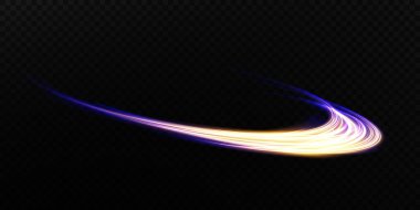 Beyaz renkli parıltılı hareket ve hız soyut ışık çizgileri. Işık her gün parıldıyor. Yarı dairesel dalga, ışık eğrisi girdap, araba farları, parlak optik fiber png