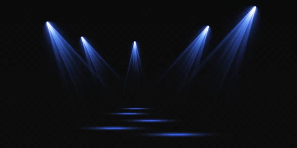 Vektör Işıkları Çeşitli Işık Formları Mavi Renk Sahne Projektörü Sahne — Stok Vektör