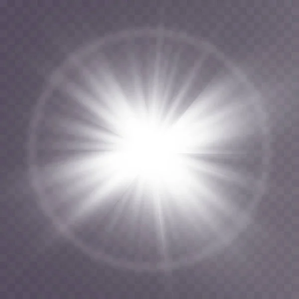 Estrella Sobre Fondo Transparente Efecto Del Brillo Los Rayos Luz — Vector de stock