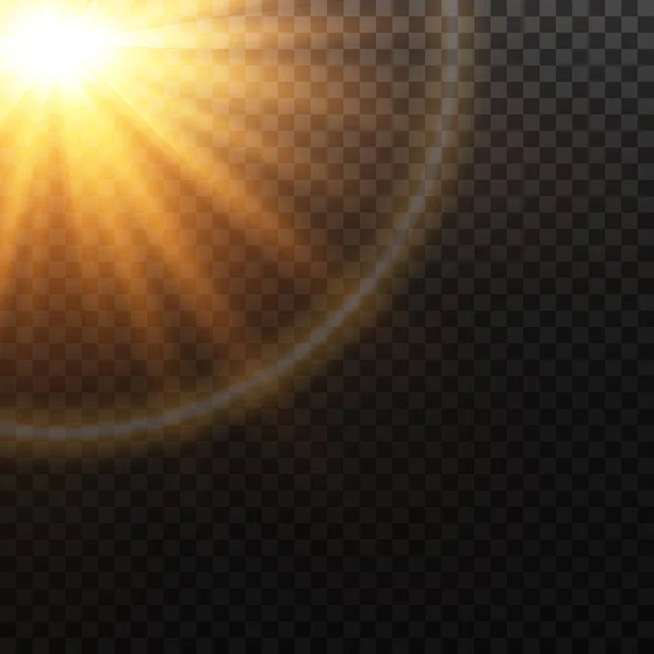 Étoile Dorée Sur Fond Transparent Effet Lueur Des Rayons Lumière — Image vectorielle